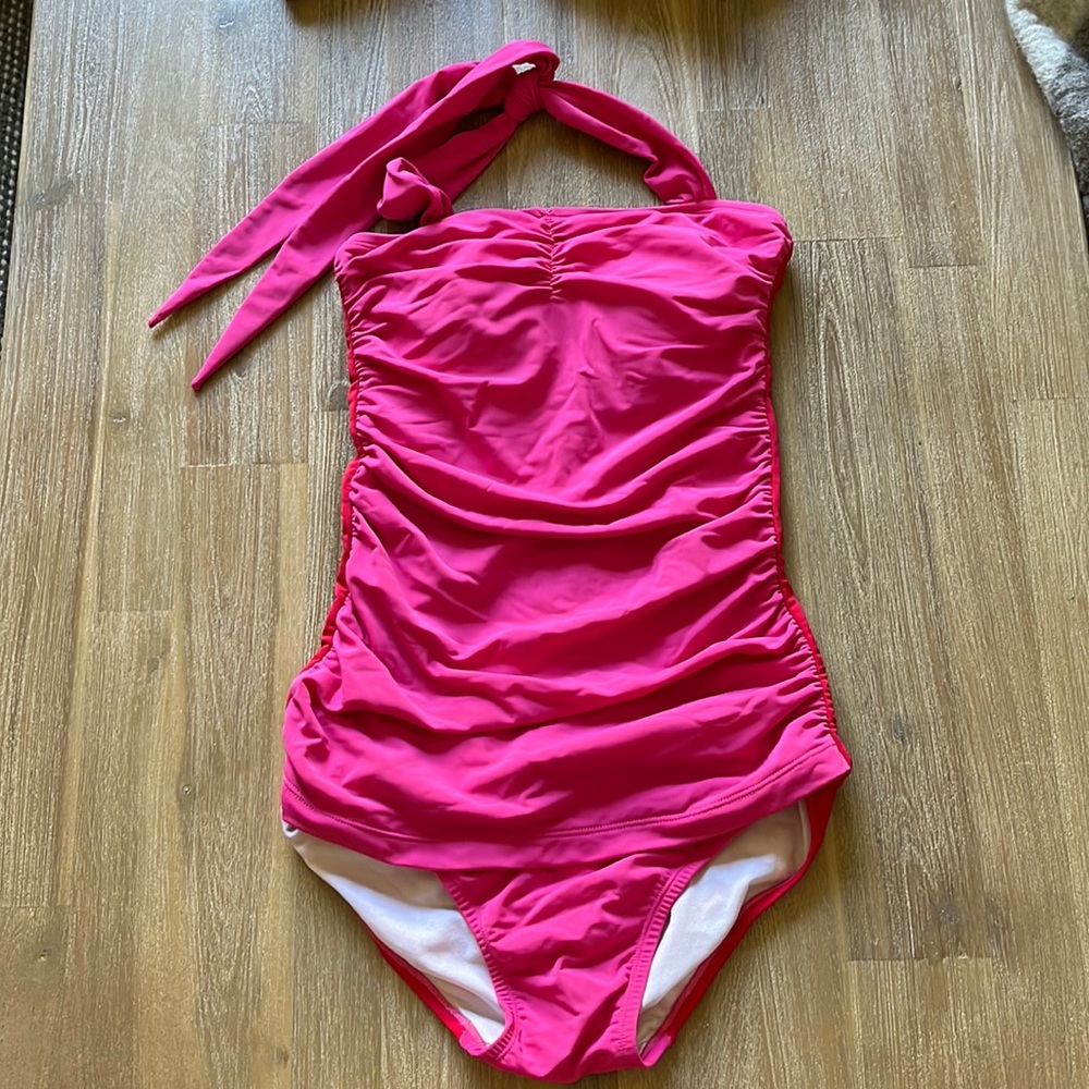 Pink and Red One Piece Swimsuit